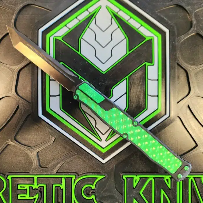 Heretic Knives Cleric 2 DLC Tanto Magnacut Black Aluminum Toxic Green Inlays/Hardware H019-6A-TXHDW