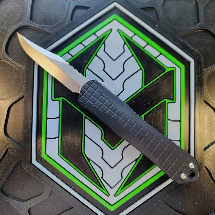 Heretic H026BF-2A Manticore E Stonewash Magnacut Bowie Black Aluminum Grenade Grip