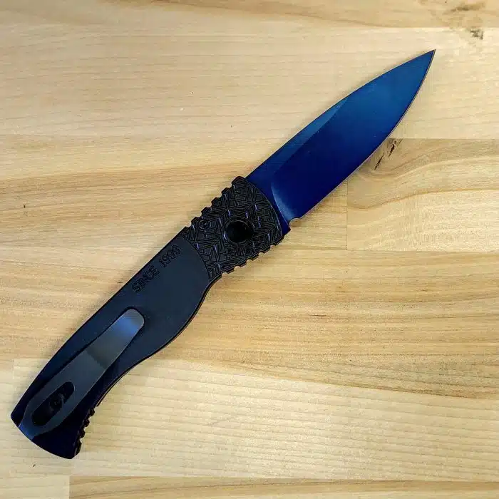 Protech Tactical Response TR-2 Abalone Auto Button Nexus "Since 1999" Sapphire Blue Magnacut - Image 2