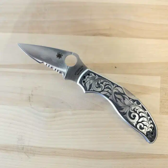 Flying V Forge Custom Engraved Ron Vincent Spyderco UpTern