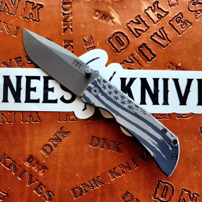 McNees Knives PM Mac 2 Atomic Blue Ol' Glory Titanium 3.5" Magnacut Stonewash Drop Point