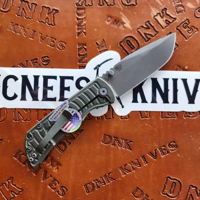 McNees Knives PM Mac 2 Atomic Green/Bronze Shockwave Titanium 3.5" Magnacut Stonewash Drop Point - Image 2