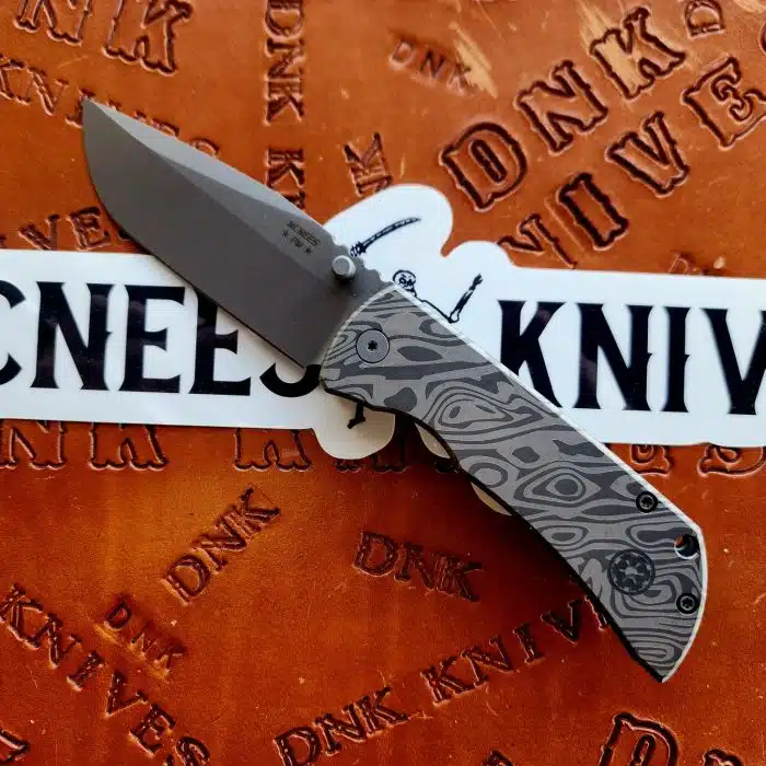 McNees Knives PM Mac 2 Atomic Beskar Engraved Titanium 3.5" Magnacut Stonewash Drop Point