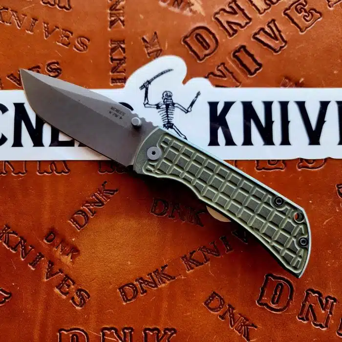 McNees Knives PM Mac 2 Frag Atomic Grn/Blu Titanium 3.5" Magnacut Stonewash Drop Point