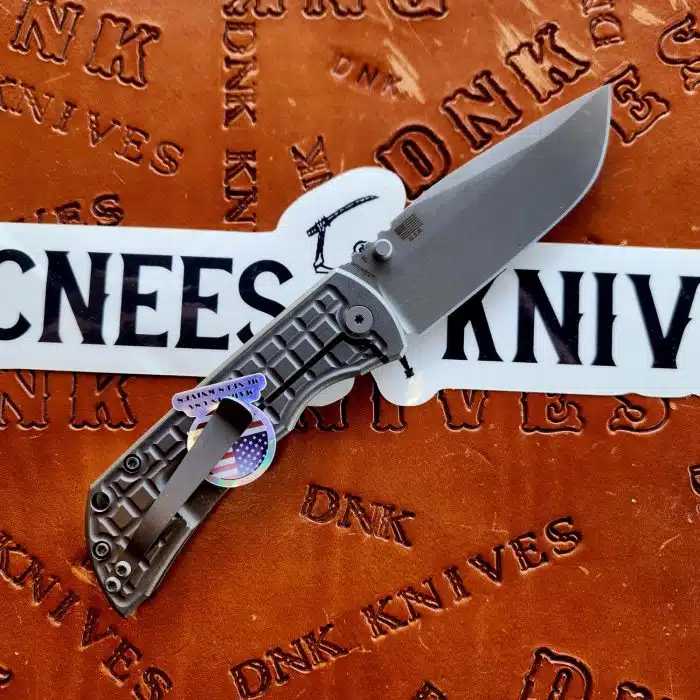 McNees Knives PM Mac 2 Frag Atomic Stonewashed Titanium 3.5" Magnacut Stonewash Drop Point - Image 2