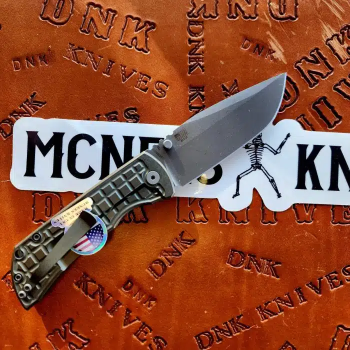 McNees Knives PM Mac 2 Frag Atomic Green/Bronze Titanium 3.5" Magnacut Stonewash Drop Point - Image 2