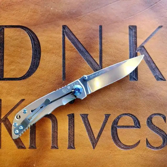 Spartan Blades Custom Harsey Folder Stonewash S45VN Satin Titanium Blue Ano Hardware SF10SWBL - Image 2