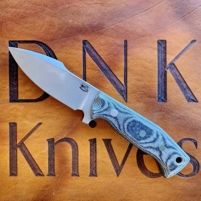 Jed Hornbeak Knives Fixed Blade Shortrib Stonewashed D2 Black Canvas Micarta