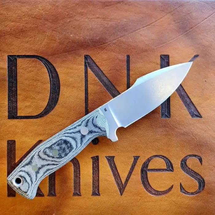 Jed Hornbeak Knives Fixed Blade Shortrib Stonewashed D2 Black Canvas Micarta - Image 2