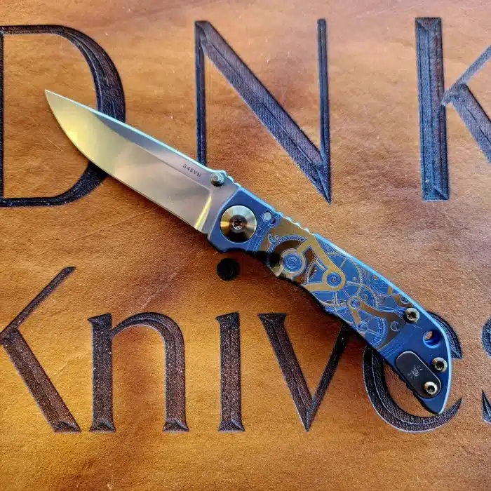 Spartan Blades Custom Harsey Folder Stonewash S45VN Blue Watch Works Engraved SF10 Custom