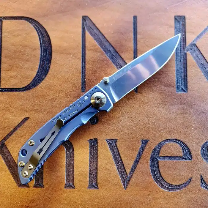 Spartan Blades Custom Harsey Folder Stonewash S45VN Blue Watch Works Engraved SF10 Custom - Image 2