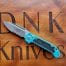 Heretic Knives Cleric 2 Tanto Stonewash Serrated CF/Blue Ti Accents H019-2B-CF/BLU