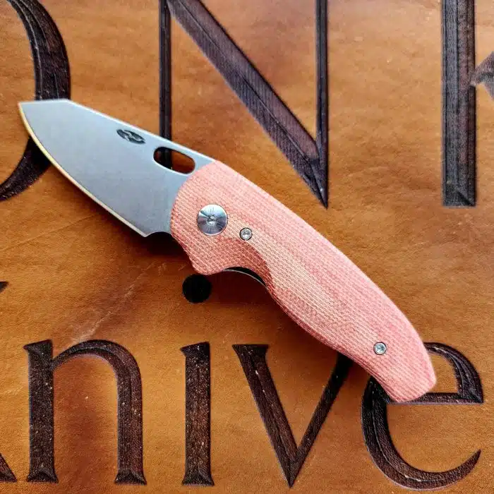 Three Rivers Mfg Nerd 3D Milled Autumn Orange Micarta Stonewashed Magnacut Blade