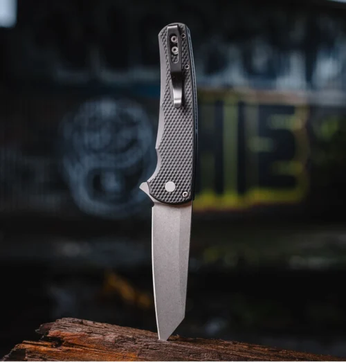 Protech 5405 Malibu Flipper Black Textured Aluminum Button Lock Stonewash Magnacut Reverse Tanto