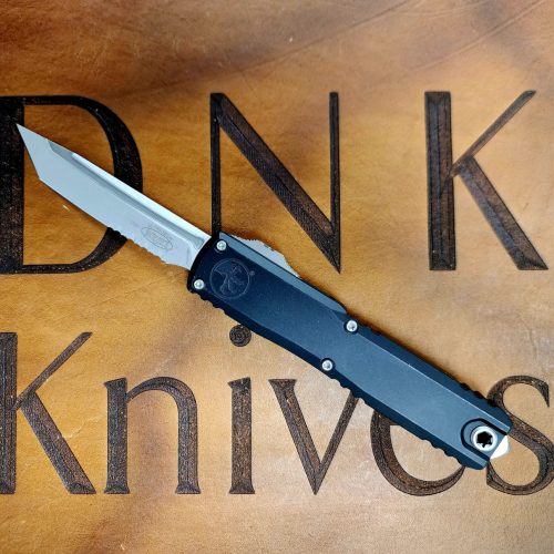 Microtech ZBP Ultratech 3 OTF 1123-11 Stonewashed Serrated Tanto Black Machined Aluminum