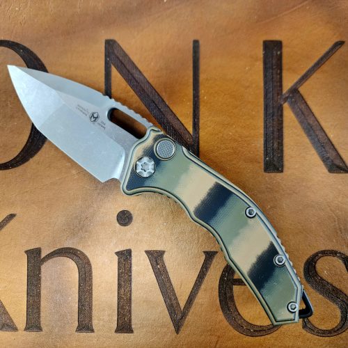 Heretic Knives Medusa Auto H011-5A-G10/CAMO Battleworn Magnacut Tanto Tri-Color Camo G10