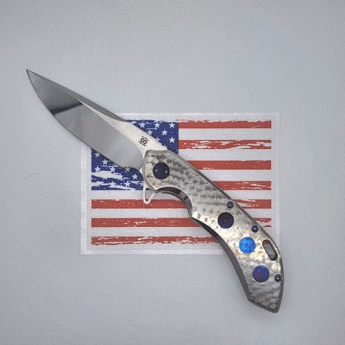 Olamic Cutlery Wayfarer 247 Suna CTS-XHP 2-Tone Mirror Polish Jeweled Dragonskin Damascus Inlays Purple Accents