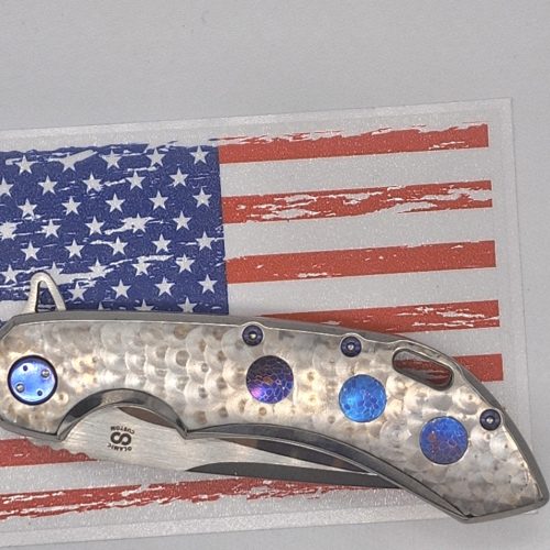 Olamic Cutlery Wayfarer 247 Suna CTS-XHP 2-Tone Mirror Polish Jeweled Dragonskin Damascus Inlays Purple Accents