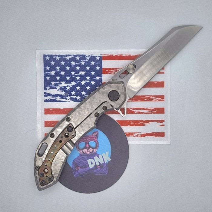 Olamic Cutlery Wayfarer 247 S90V Satin Wharning Frosty Ti Antiqued Inlay and Accents - Image 2