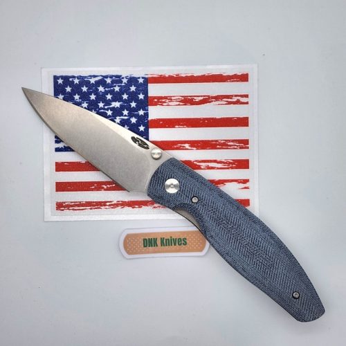 Three Rivers Mfg Atom Stonewashed Magnacut Blue Denim Micarta Scales
