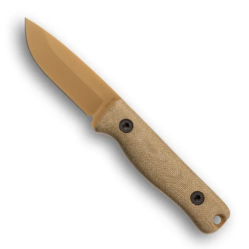 Reiff Knives F3 EDC Fixed Blade FDE PVD Magnacut Saber Grind OD Green Micarta Black Kydex Sheath