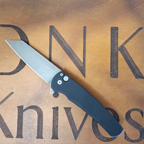 Protech 5401-AW Malibu Flipper Black Aluminum Button Lock Acid Wash Magnacut Reverse Tanto