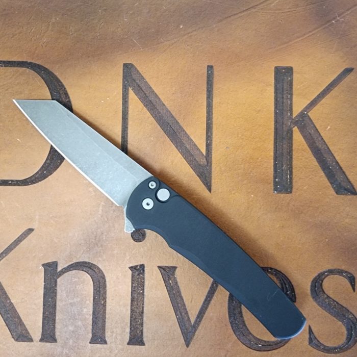 Protech 5401-AW Malibu Flipper Black Aluminum Button Lock Acid Wash Magnacut Reverse Tanto