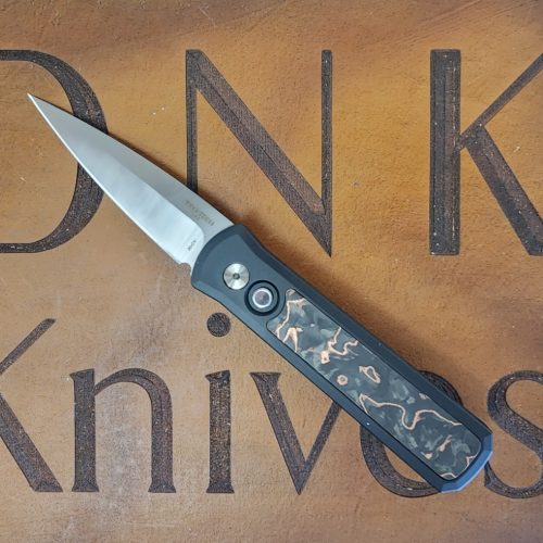 Protech Godson Automatic 7210 Livewire Copper Carbon Fiber Inlay Satin 20CV