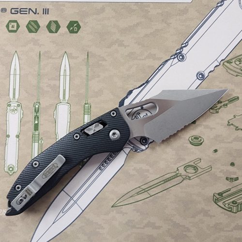 Microtech Stitch 169RL-11APFLGTBK Ram-Lok Apocalyptic Partial Serrated M390MK Fluted Black G10