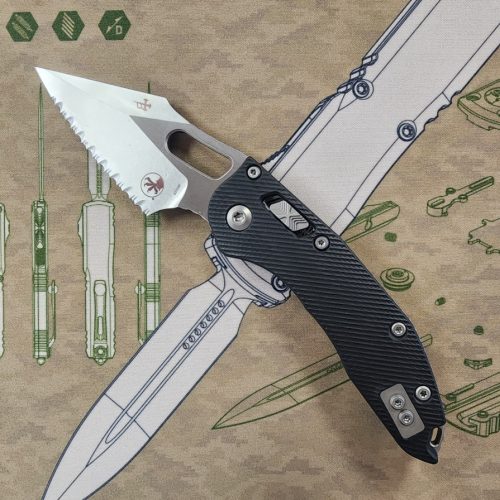Microtech Stitch 169RL-12FLGTBK Ram-Lok Stonewashed Full Serrated M390MK Fluted Black G10