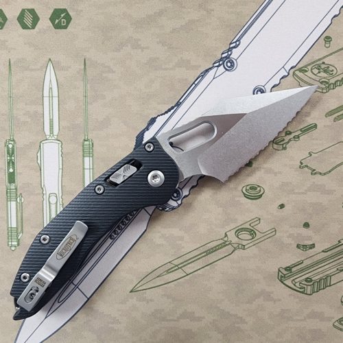 Microtech Stitch 169RL-12FLGTBK Ram-Lok Stonewashed Full Serrated M390MK Fluted Black G10