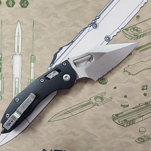 Microtech Stitch 169RL-11FLGTBK Ram-Lok Partial Serrated M390MK Fluted Black G10