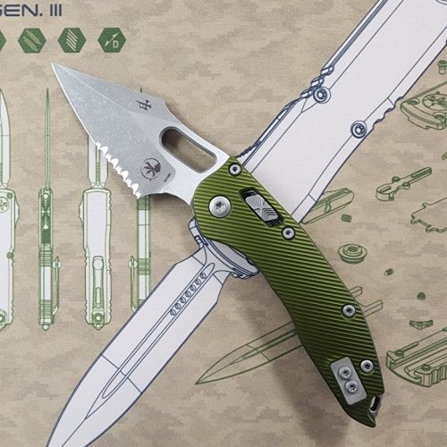 Microtech Stitch 169RL-11APFLOD Ram-Lok Apocalyptic Partial Serrated M390MK Fluted OD Green G10