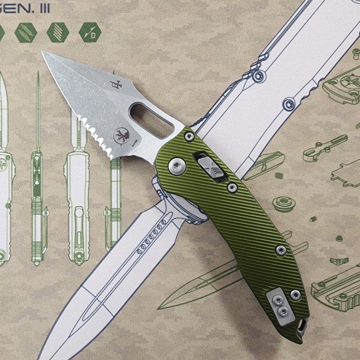 Microtech Stitch 169RL-11APFLOD Ram-Lok Apocalyptic Partial Serrated M390MK Fluted OD Green G10