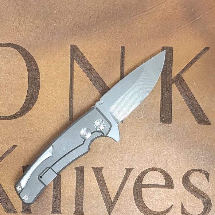 Chelette Knives GUR Titanium Frame Lock S30V Satin Hardware Machined Titanium Clip - Image 2