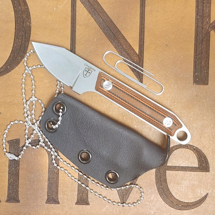 Chelette Knives Katan Stonewashed Magnacut Black/Orange G10 Kydex Sheath