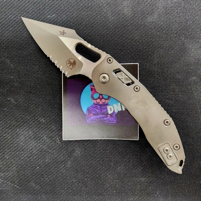 Microtech Stitch 169RL-11APMS1 Marfione Select Ram-Lok Apocalyptic Part Serrated M390MK Stonewash Titanium