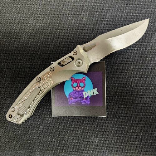 Microtech Marfione Select Amphibian 137RL-11FRMS1 Stonewash Frag Titanium Part Serrated