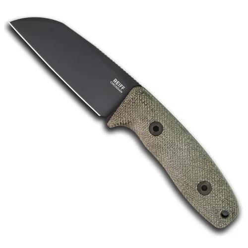 Reiff Knives Circadian Black DLC Sheepsfoot Magnacut Green Micarta Black Kydex