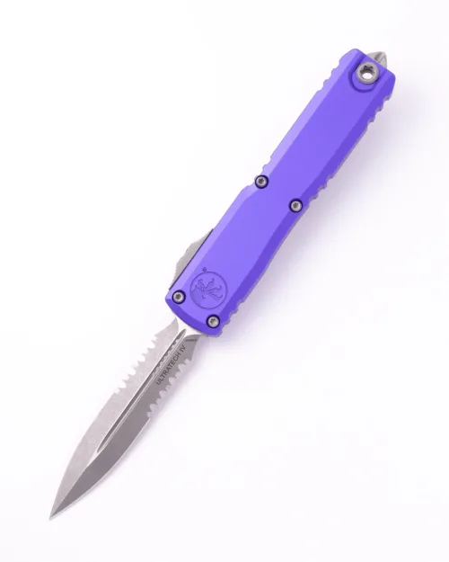 Microtech Ultratech Gen IV 11224-11APPU Apocalyptic Part Serrated Dagger Purple Machined Aluminum