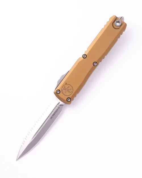 Microtech Ultratech Gen IV 11224-12TA Stonewashed Serrated Dagger Tan Machined Aluminum