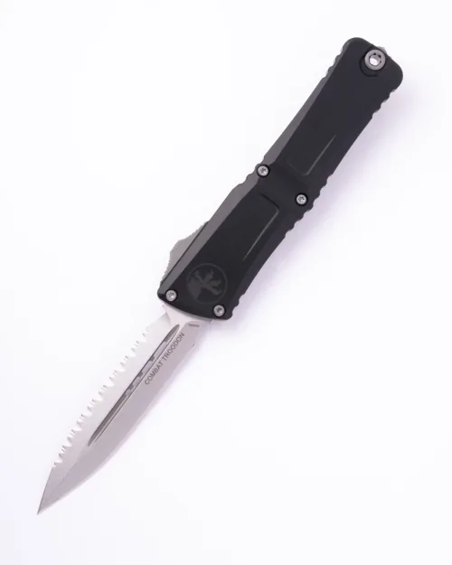 Microtech Combat Troodon Gen III 1142-12 Stonewashed Dagger Full Serrated Black Aluminum