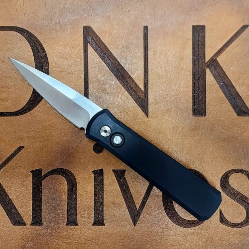 ProTech 721-MOP Godson Auto Black Aluminum Satin Spearpoint 20CV Pearl Button Satin Hardware Black Clip