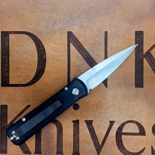 ProTech 721-MOP Godson Auto Black Aluminum Satin Spearpoint 20CV Pearl Button Satin Hardware Black Clip