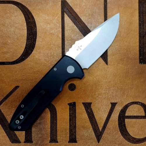 ProTech LG405 Short Blade Rockeye Auto Black Texured Aluminum Stonewash/Satin S35VN