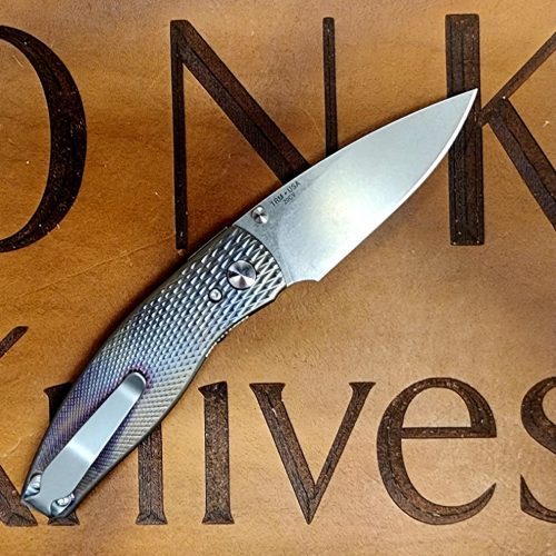 Three Rivers Mfg Neutron 2 Linerlock 3D Titanium Blurple Lizard Skin 20CV Stonewashed
