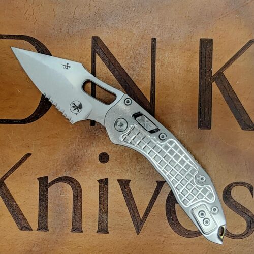 Microtech Marfione Select Manual Stitch Titanium Frag Handles & Part Serrated Stonewash M390MK w/ Double Vapor Blast & Bronze Accents 169RL-11FRMS1