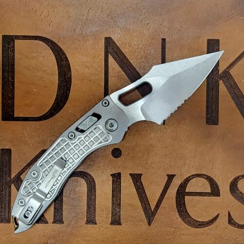 Microtech Marfione Select Manual Stitch Titanium Frag Handles & Part Serrated Stonewash M390MK w/ Double Vapor Blast & Bronze Accents 169RL-11FRMS1