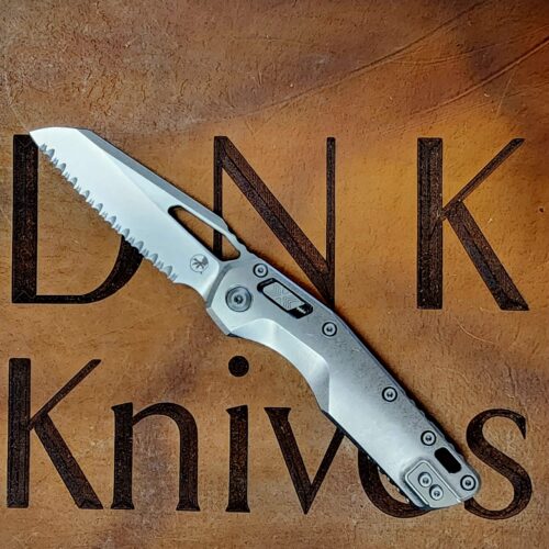 Microtech Standard Issue MSI 210-12MS2 Ram-Lok Stonewash Titanium Blue Accent Full Serrated