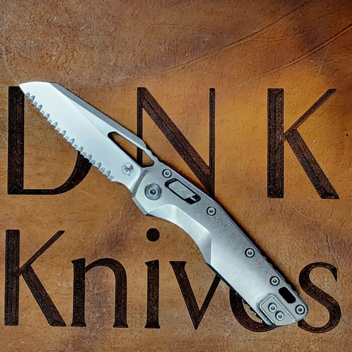 Microtech Standard Issue MSI 210-12MS2 Ram-Lok Stonewash Titanium Blue Accent Full Serrated